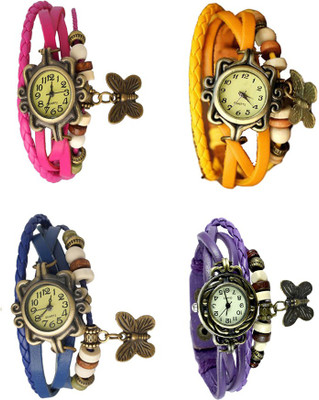 

Kissu Vintage Rakhi Combo of 4 Pink, Blue, Yellow And Purple Watch - For Women