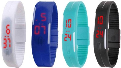 NS18 Silicone Led Magnet Band Combo of 4 White, Blue, Sky Blue And Black Digital Watch  - For Boys & Girls   Watches  (NS18)