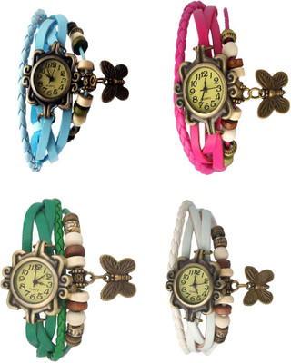 

NS18 Vintage Butterfly Rakhi Combo of 4 Sky Blue, Green, Pink And White Watch - For Women