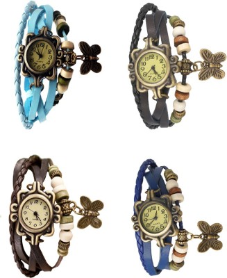 NS18 Vintage Butterfly Rakhi Combo of 4 Sky Blue, Brown, Black And Blue Analog Watch  - For Women   Watches  (NS18)