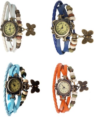 NS18 Vintage Butterfly Rakhi Combo of 4 White, Sky Blue, Blue And Orange Analog Watch  - For Women   Watches  (NS18)