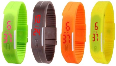 NS18 Silicone Led Magnet Band Combo of 4 Green, Brown, Orange And Yellow Digital Watch  - For Boys & Girls   Watches  (NS18)