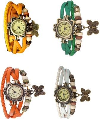 NS18 Vintage Butterfly Rakhi Combo of 4 Yellow, Orange, Green And White Analog Watch  - For Women   Watches  (NS18)