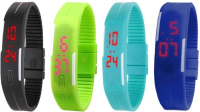 NS18 Silicone Led Magnet Band Combo of 4 Black, Green, Sky Blue And Blue Digital Watch  - For Boys & Girls   Watches  (NS18)