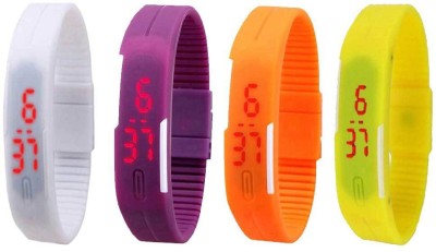 NS18 Silicone Led Magnet Band Combo of 4 White, Purple, Orange And Yellow Digital Watch  - For Boys & Girls   Watches  (NS18)