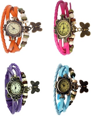 NS18 Vintage Butterfly Rakhi Combo of 4 Orange, Purple, Pink And Sky Blue Analog Watch  - For Women   Watches  (NS18)