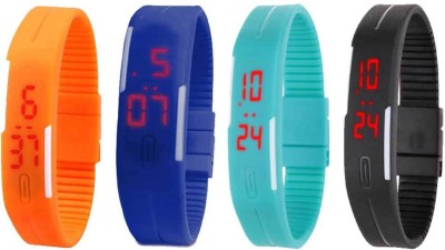 NS18 Silicone Led Magnet Band Combo of 4 Orange, Blue, Sky Blue And Black Digital Watch  - For Boys & Girls   Watches  (NS18)