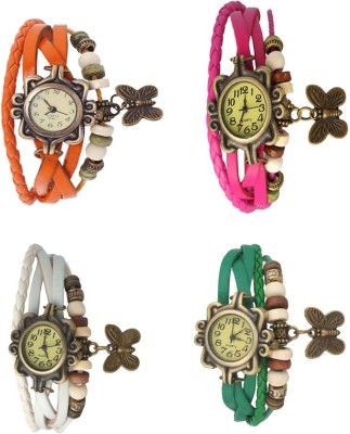 NS18 Vintage Butterfly Rakhi Combo of 4 Orange, White, Pink And Green Analog Watch  - For Women   Watches  (NS18)