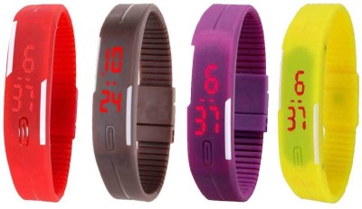 NS18 Silicone Led Magnet Band Combo of 4 Red, Brown, Purple And Yellow Digital Watch  - For Boys & Girls   Watches  (NS18)
