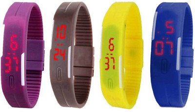 

Kissu Led Magnet Band Combo of 4 Purple, Brown, Yellow And Blue Watch - For Men & Women