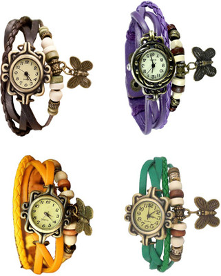

Kissu Vintage Rakhi Combo of 4 Brown, Yellow, Purple And Green Watch - For Women