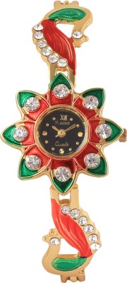 Xeno GN419 Multicolor Chain Diamond Studded Peacock Black Dial Unique Watch  - For Girls   Watches  (Xeno)