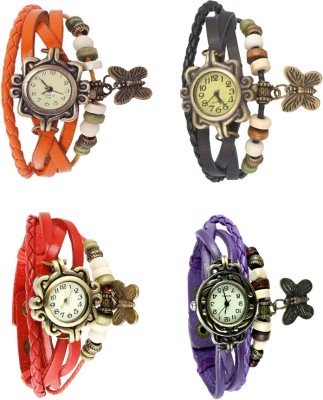 NS18 Vintage Butterfly Rakhi Combo of 4 Orange, Red, Black And Purple Analog Watch  - For Women   Watches  (NS18)