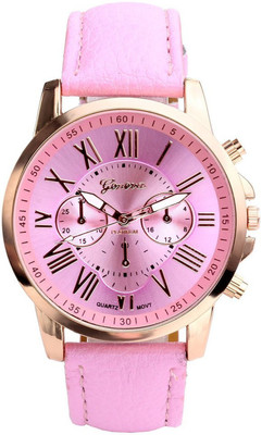 

Geneva Quartz Rose Gold Case Pink Dial Watch - For Women