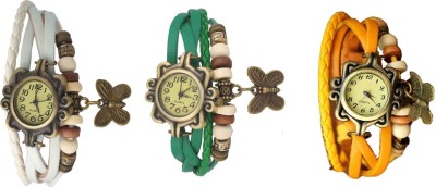 NS18 Vintage Butterfly Rakhi Combo of 3 White, Green And Yellow Analog Watch  - For Women   Watches  (NS18)