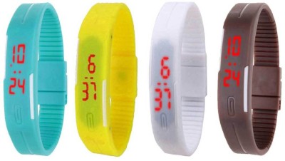 NS18 Silicone Led Magnet Band Combo of 4 Sky Blue, White, Yellow And Brown Digital Watch  - For Boys & Girls   Watches  (NS18)