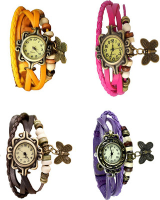 

Kissu Vintage Rakhi Combo of 4 Yellow, Brown, Pink And Purple Watch - For Women