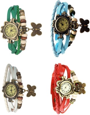 NS18 Vintage Butterfly Rakhi Combo of 4 Green, White, Sky Blue And Red Analog Watch  - For Women   Watches  (NS18)