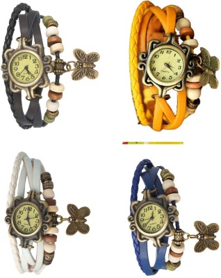 NS18 Vintage Butterfly Rakhi Combo of 4 Black, White, Yellow And Blue Analog Watch  - For Women   Watches  (NS18)
