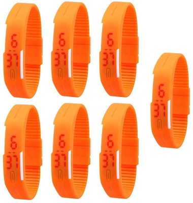 NS18 Silicone Led Magnet Band Combo of 7 Orange Digital Watch  - For Boys & Girls   Watches  (NS18)