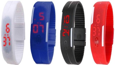 NS18 Silicone Led Magnet Band Watch Combo of 4 White, Blue, Black And Red Digital Watch  - For Couple   Watches  (NS18)