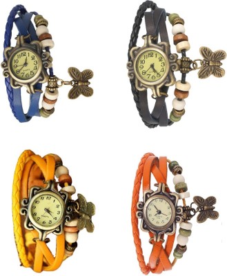 NS18 Vintage Butterfly Rakhi Combo of 4 Blue, Yellow, Black And Orange Analog Watch  - For Women   Watches  (NS18)