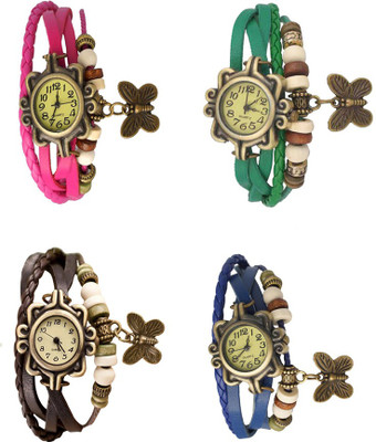 

Kissu Vintage Rakhi Combo of 4 Pink, Brown, Green And Blue Watch - For Women
