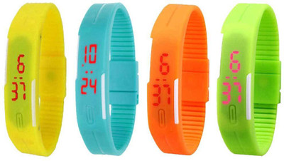 

Kissu Led Magnet Band Combo of 4 Yellow, Sky Blue, Orange And Green Watch - For Men & Women