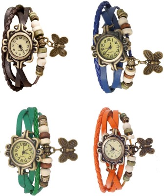 NS18 Vintage Butterfly Rakhi Combo of 4 Brown, Green, Blue And Orange Analog Watch  - For Women   Watches  (NS18)