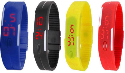 

Kissu Led Magnet Band Combo of 4 Blue, Black, Yellow And Red Watch - For Men & Women