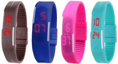 NS18 Silicone Led Magnet Band Watch Combo of 4 Brown, Blue, Pink And Sky Blue Digital Watch  - For Couple   Watches  (NS18)