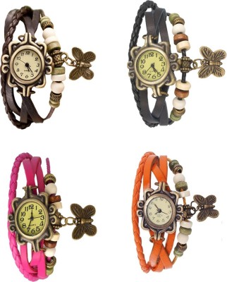 NS18 Vintage Butterfly Rakhi Combo of 4 Brown, Pink, Black And Orange Analog Watch  - For Women   Watches  (NS18)
