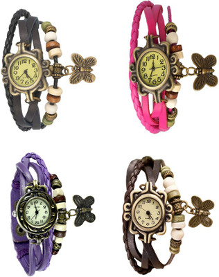 

Kissu Vintage Rakhi Combo of 4 Black, Purple, Pink And Brown Watch - For Women