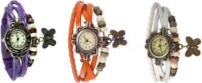 NS18 Vintage Butterfly Rakhi Watch Combo of 3 Purple, Orange And White Analog Watch  - For Women   Watches  (NS18)
