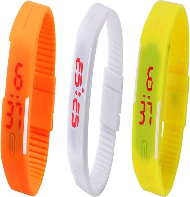 Twok Combo of Led Band Orange + White + Yellow Digital Watch  - For Men & Women   Watches  (Twok)