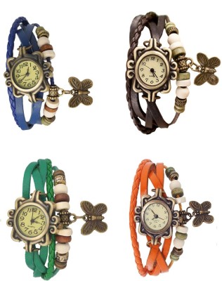 NS18 Vintage Butterfly Rakhi Combo of 4 Blue, Green, Brown And Orange Analog Watch  - For Women   Watches  (NS18)