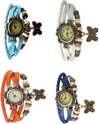 

NS18 Vintage Butterfly Rakhi Combo of 4 Sky Blue, Orange, White And Blue Watch - For Women
