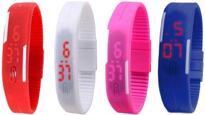 NS18 Silicone Led Magnet Band Combo of 4 Red, White, Pink And Blue Digital Watch  - For Boys & Girls   Watches  (NS18)