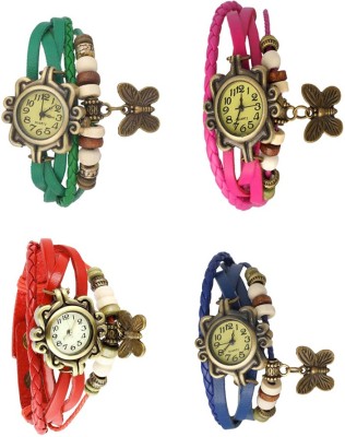 NS18 Vintage Butterfly Rakhi Combo of 4 Green, Red, Pink And Blue Analog Watch  - For Women   Watches  (NS18)