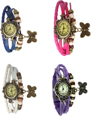 NS18 Vintage Butterfly Rakhi Combo of 4 Blue, White, Pink And Purple Analog Watch  - For Women   Watches  (NS18)