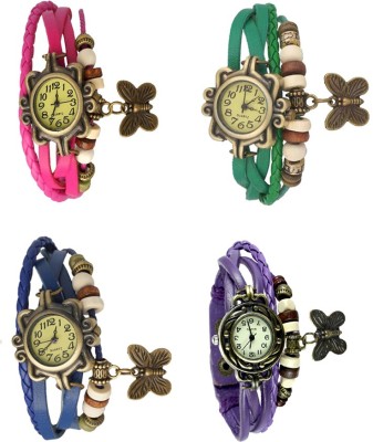 NS18 Vintage Butterfly Rakhi Combo of 4 Pink, Blue, Green And Purple Analog Watch  - For Women   Watches  (NS18)