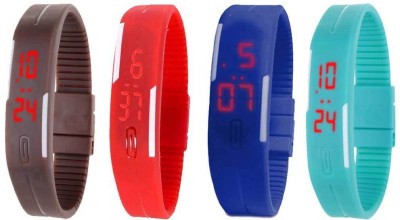 NS18 Silicone Led Magnet Band Watch Combo of 4 Brown, Red, Blue And Sky Blue Digital Watch  - For Couple   Watches  (NS18)