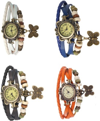 NS18 Vintage Butterfly Rakhi Combo of 4 White, Black, Blue And Orange Analog Watch  - For Women   Watches  (NS18)