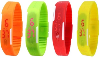 NS18 Silicone Led Magnet Band Combo of 4 Orange, Green, Red And Yellow Digital Watch  - For Boys & Girls   Watches  (NS18)