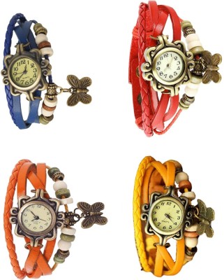 NS18 Vintage Butterfly Rakhi Combo of 4 Blue, Orange, Red And Yellow Analog Watch  - For Women   Watches  (NS18)
