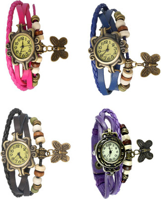 

NS18 Vintage Butterfly Rakhi Combo of 4 Pink, Black, Blue And Purple Watch - For Women