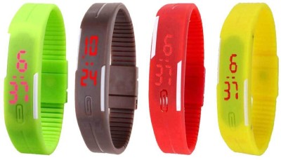 NS18 Silicone Led Magnet Band Combo of 4 Green, Brown, Red And Yellow Digital Watch  - For Boys & Girls   Watches  (NS18)