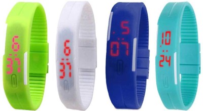 NS18 Silicone Led Magnet Band Watch Combo of 4 Green, White, Blue And Sky Blue Digital Watch  - For Couple   Watches  (NS18)