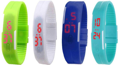 

Kissu Led Magnet Band Combo of 4 Green, White, Blue And Sky Blue Watch - For Men & Women