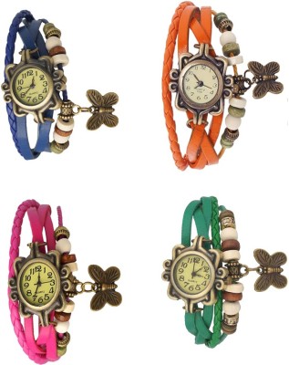 NS18 Vintage Butterfly Rakhi Combo of 4 Blue, Pink, Orange And Green Analog Watch  - For Women   Watches  (NS18)